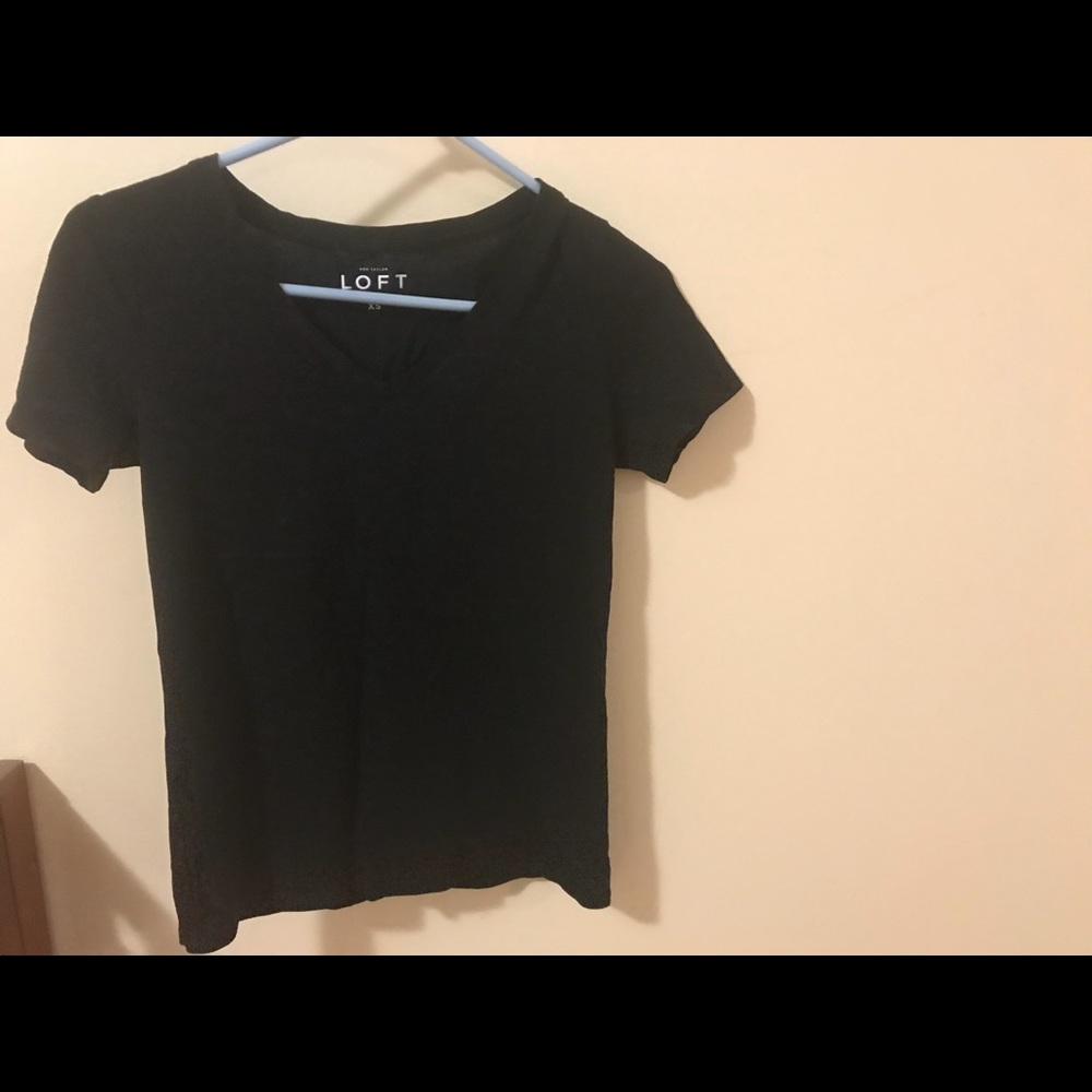 Loft Black V-Neck Tee Size XS